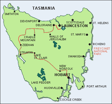 west coast route  of the bicycle tours of Green island Tours in Tasmania